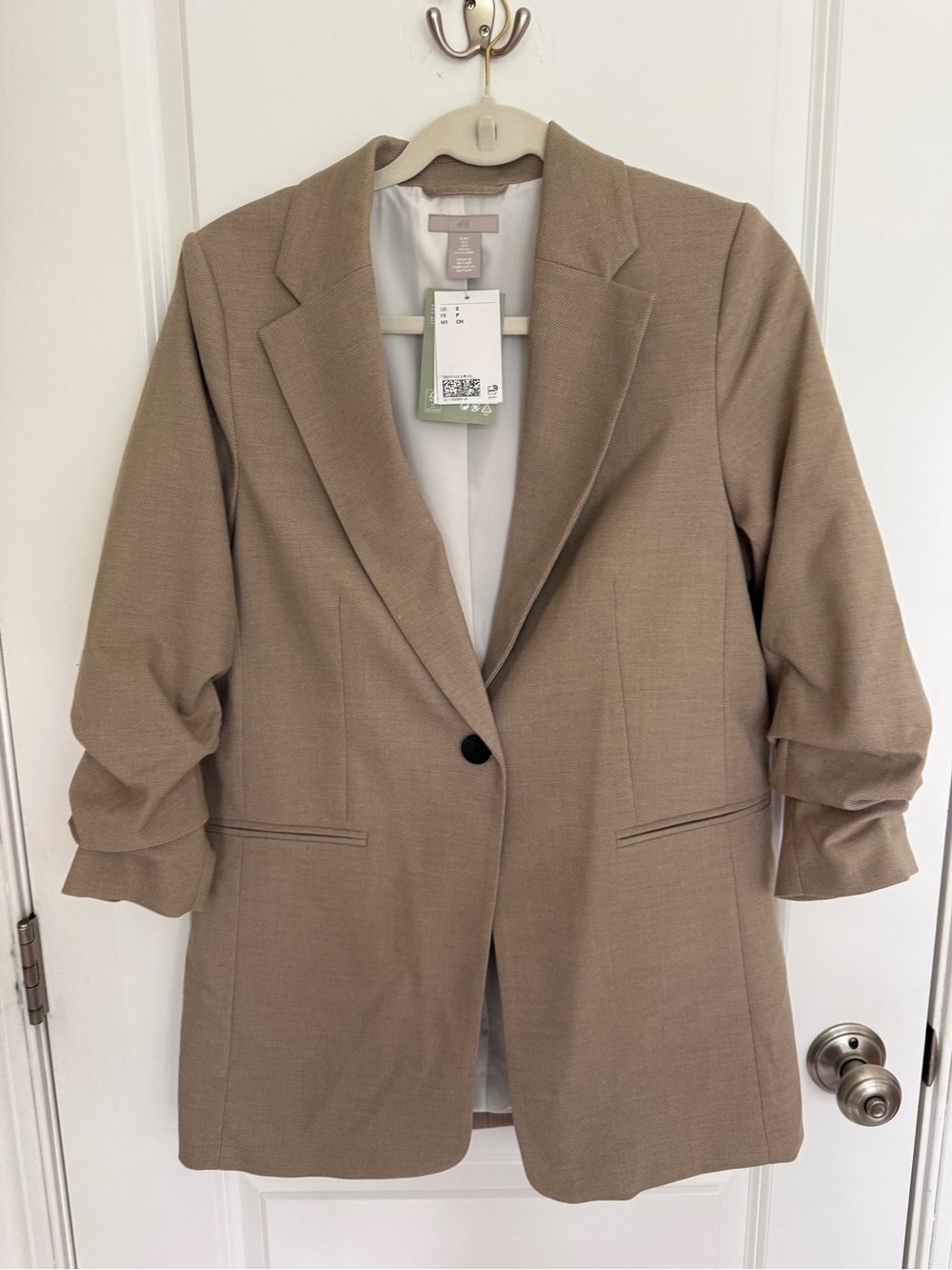 H&M Taupe Longline Single-Button Blazer New